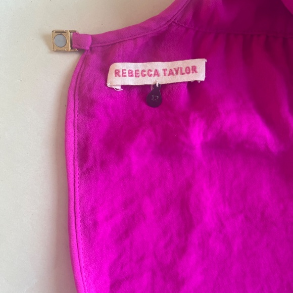 REBECCA TAYLOR Crepe Fuchsia Casual Fuchsia Hot Pink Cocktail Dress 12 XL - Picture 9 of 11